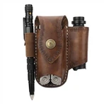 Ġilda EDC Multitool Pouch Holster Kannella Bi Clip Ċinturin